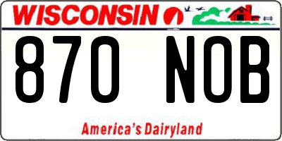 WI license plate 870NOB