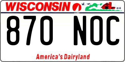 WI license plate 870NOC