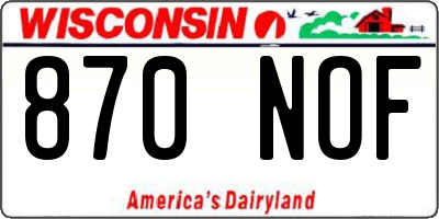 WI license plate 870NOF