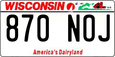 WI license plate 870NOJ