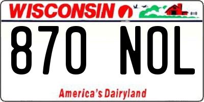 WI license plate 870NOL