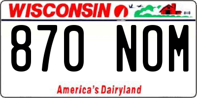 WI license plate 870NOM