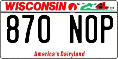 WI license plate 870NOP