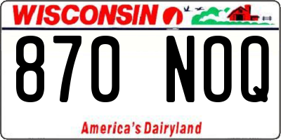 WI license plate 870NOQ