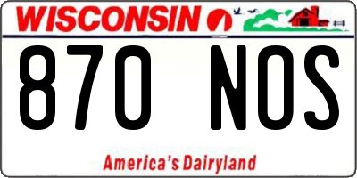 WI license plate 870NOS