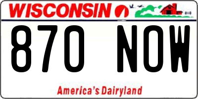 WI license plate 870NOW