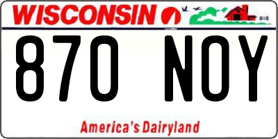 WI license plate 870NOY
