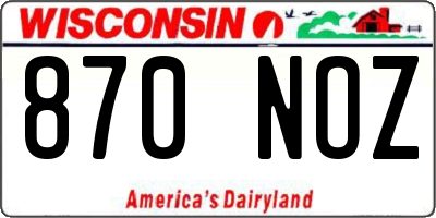 WI license plate 870NOZ