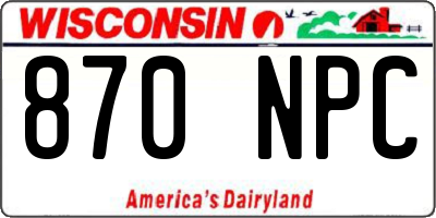 WI license plate 870NPC