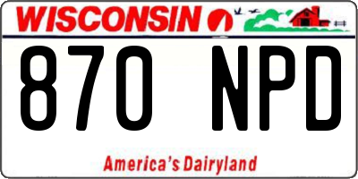 WI license plate 870NPD
