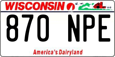 WI license plate 870NPE