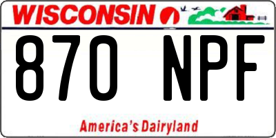 WI license plate 870NPF