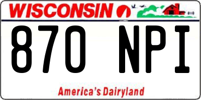 WI license plate 870NPI