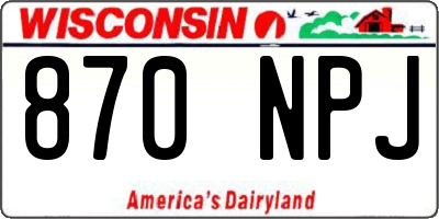 WI license plate 870NPJ