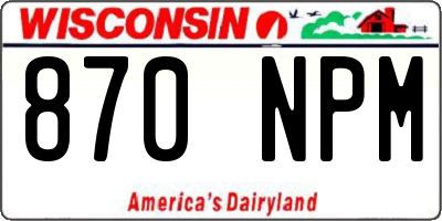 WI license plate 870NPM