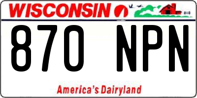 WI license plate 870NPN