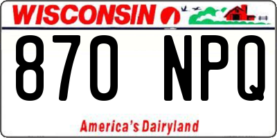 WI license plate 870NPQ