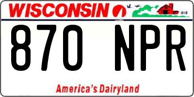 WI license plate 870NPR