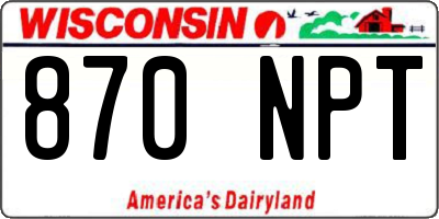 WI license plate 870NPT