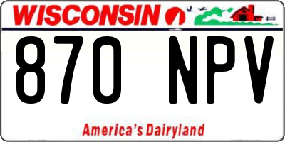 WI license plate 870NPV