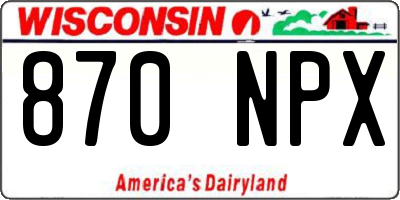 WI license plate 870NPX