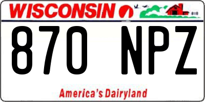 WI license plate 870NPZ
