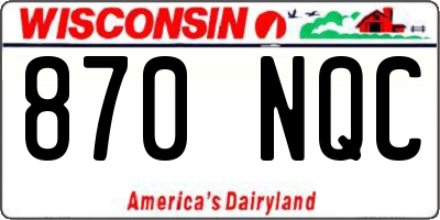 WI license plate 870NQC
