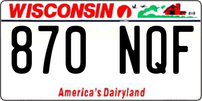 WI license plate 870NQF