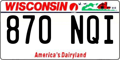 WI license plate 870NQI
