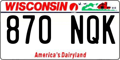 WI license plate 870NQK