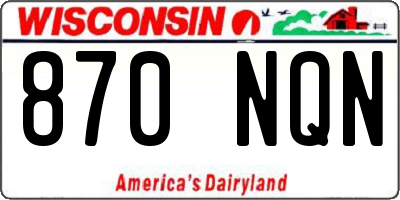 WI license plate 870NQN