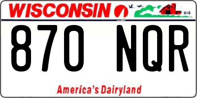 WI license plate 870NQR
