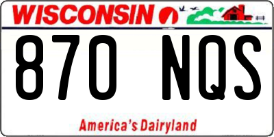 WI license plate 870NQS