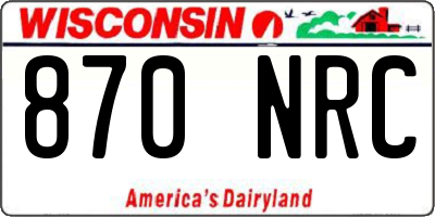 WI license plate 870NRC