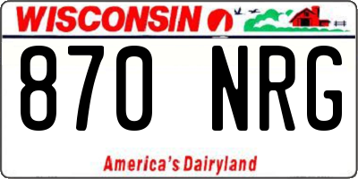 WI license plate 870NRG