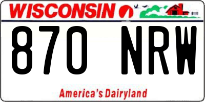 WI license plate 870NRW