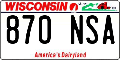 WI license plate 870NSA