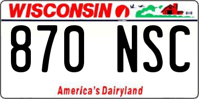 WI license plate 870NSC
