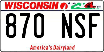 WI license plate 870NSF