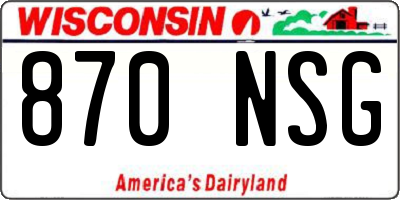 WI license plate 870NSG