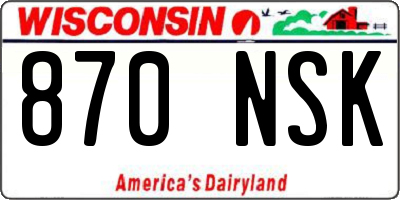 WI license plate 870NSK