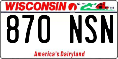 WI license plate 870NSN