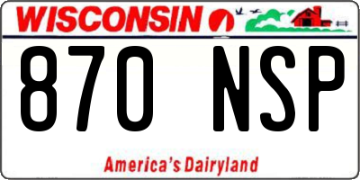 WI license plate 870NSP