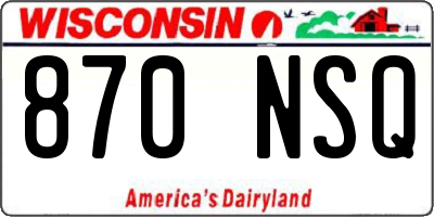 WI license plate 870NSQ