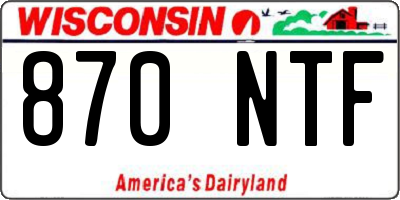 WI license plate 870NTF