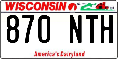 WI license plate 870NTH