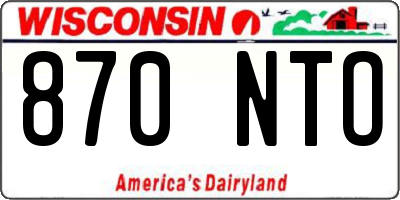 WI license plate 870NTO