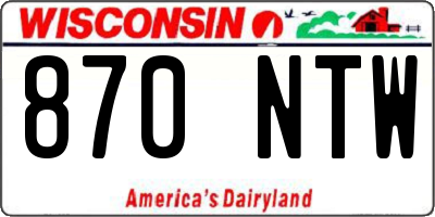 WI license plate 870NTW