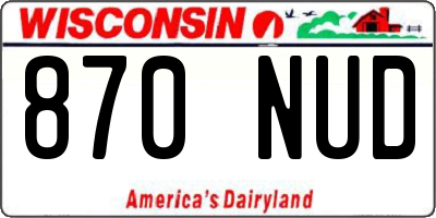 WI license plate 870NUD