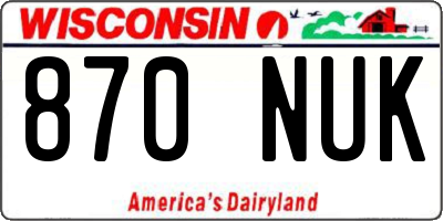 WI license plate 870NUK